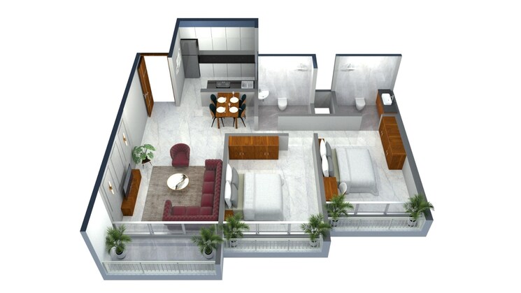 Floor Plan, vasai west 2 Bedroom 716 Sq.Ft. Apartment In Vasai West Palghar 8895417