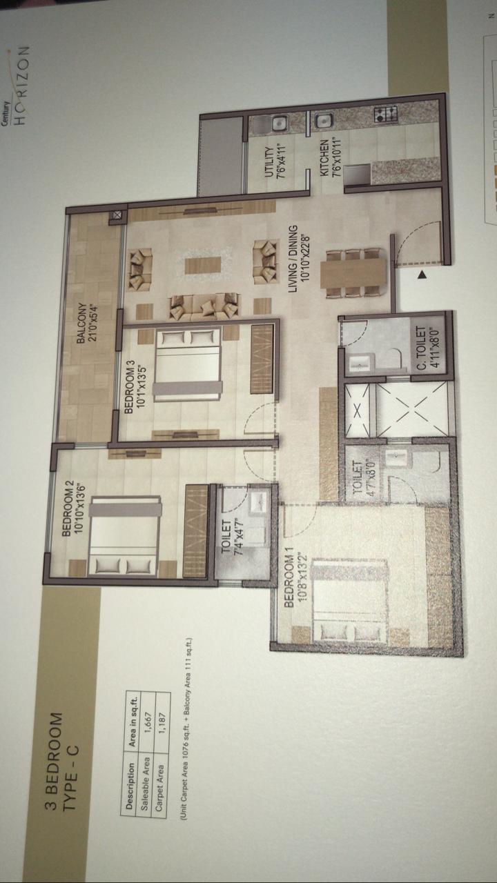 3 BHK Apartment For Sale in Century Horizon