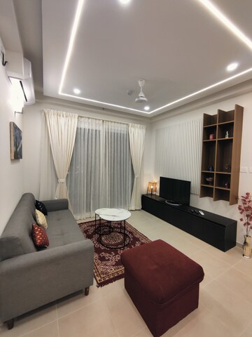 Living Room in 2 BHK Apartment at Bhartiya Nikoo Homes, Thanisandra Main Road – for Rent