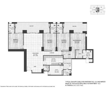 Floor Plan in 4 BHK Penthouse at DLF Privana North, Sector 76 – for Sale