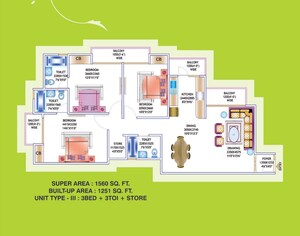 Floor Plan in 3 BHK Apartment at Prateek Laurel, Sector 120 – for Sale