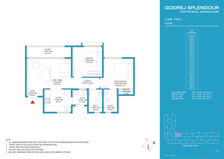 Floor Plan, godrej-splendour 2 Bedroom 981 Sq.Ft. Apartment In Whitefield Bangalore 8902375