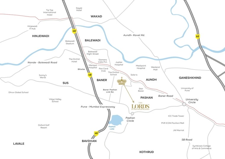 Map Location, pristine-the-lords 4 Bedroom 2005 Sq.Ft. Apartment In Pashan Pune 8902506