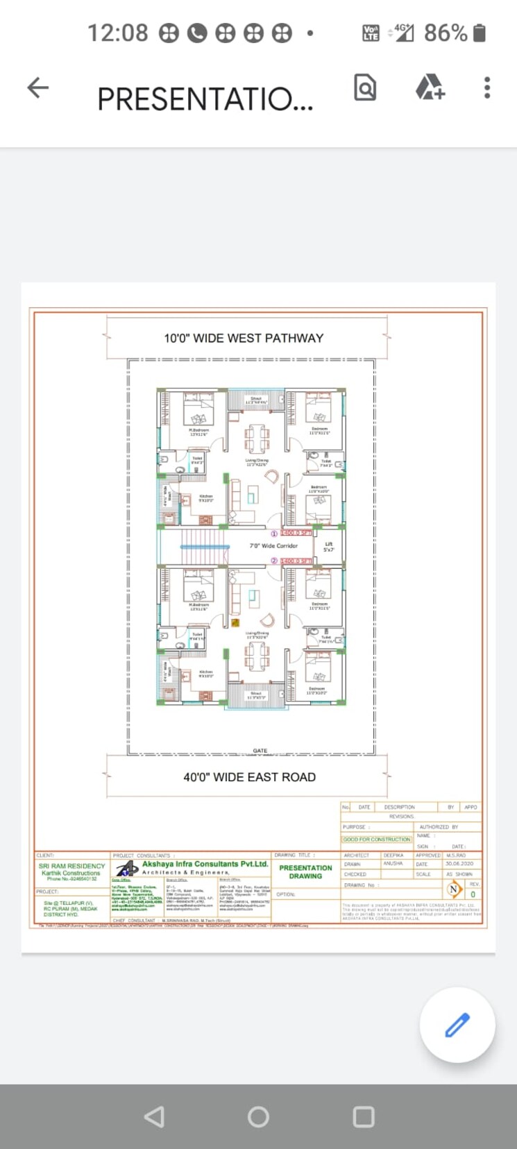 Floor Plan, tellapur 2.5 Bedroom 1400 Sq.Ft. Apartment In Tellapur Hyderabad 8902588