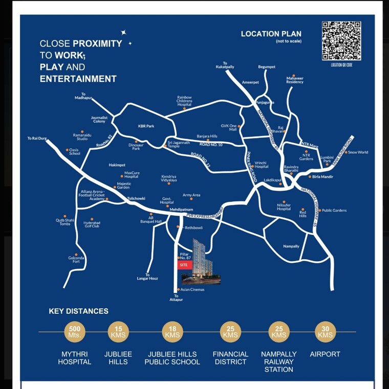 Map Location, mahaveer-crystal-garden 3 Bedroom 1840 Sq.Ft. Apartment In Attapur Hyderabad 8903082
