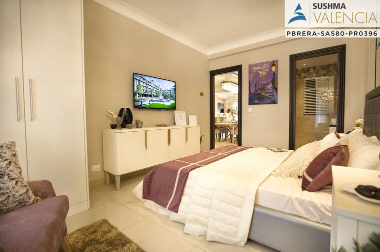 Bedroom, sushma-valencia 3 Bedroom 1800 Sq.Ft. Apartment In International Airport Road Zirakpur 8903109