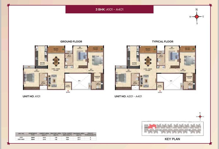 Floor Plan, casagrand-regal 3 Bedroom 1621 Sq.Ft. Apartment In Nagavara Bangalore 8903547