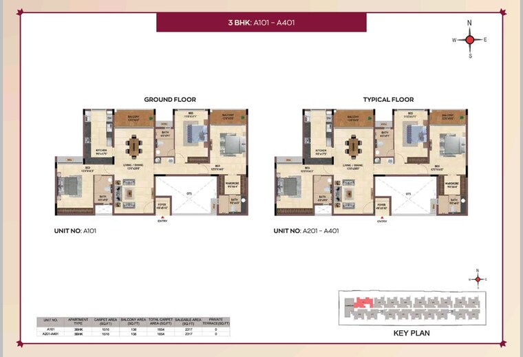 Floor Plan, casagrand-regal 3 Bedroom 1739 Sq.Ft. Apartment In Nagavara Bangalore 8903559