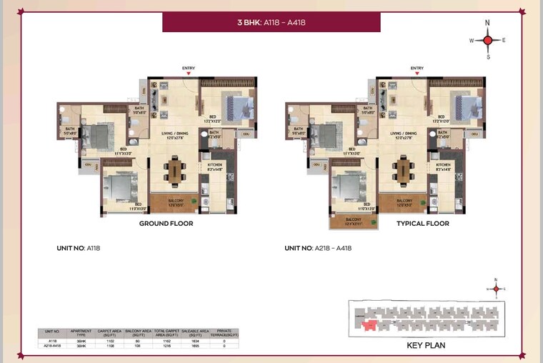 Floor Plan, casagrand-regal 3 Bedroom 1739 Sq.Ft. Apartment In Nagavara Bangalore 8903559