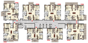 Floor Plan in 3 BHK Apartment at Ananda The Drizzle, Narsingi – for Sale