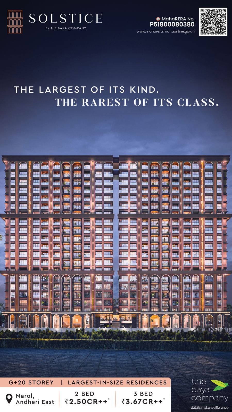 3 BHK + Servant Room Apartment For Sale in Baya Solstice  Andheri ea