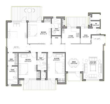 Floor Plan in 4 BHK Apartment at Bestech Park View Spa Next, Sector 67 – for Sale