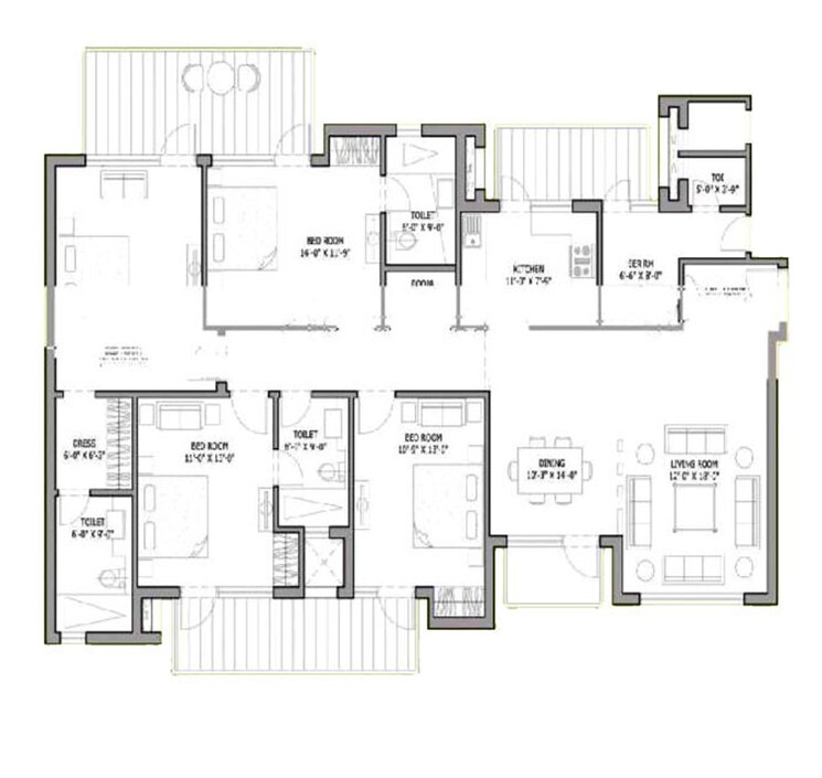 Floor Plan, bestech-park-view-spa-next 4 Bedroom 2350 Sq.Ft. Apartment In Sector 67 Gurgaon 8904264