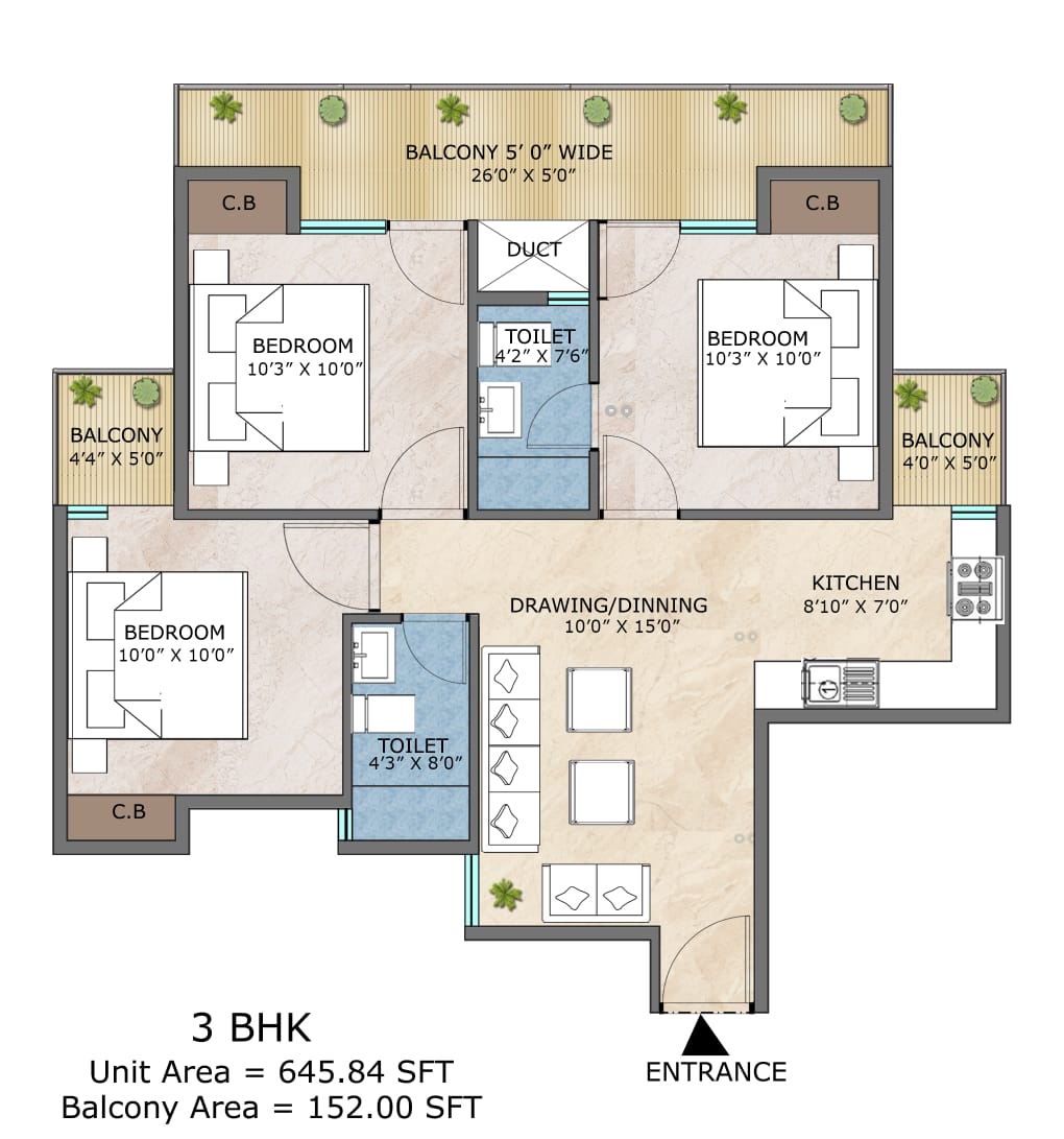 3 BHK 645 Sq.Ft. Apartment in Adore Happy Homes Exclusive