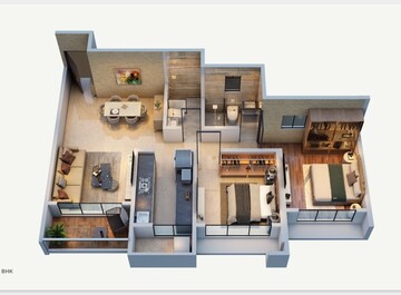 Floor Plan in 3 BHK Apartment at Ellora Rainbow Life, Rohinjan – for Sale