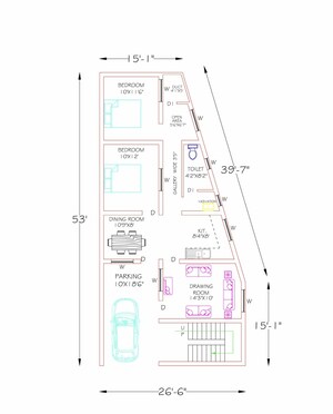 Floor Plan in 2 BHK Independent House at Turner Road – for Sale