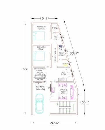 Floor Plan in 2 BHK Independent House at Turner Road – for Sale