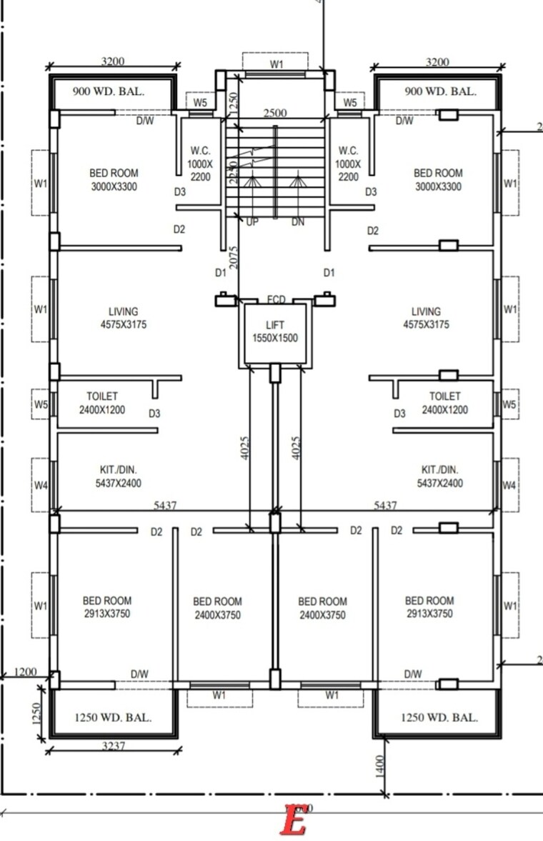 Floor Plan, new town 3 Bedroom 1250 Sq.Ft. Apartment In New Town Kolkata 8905509
