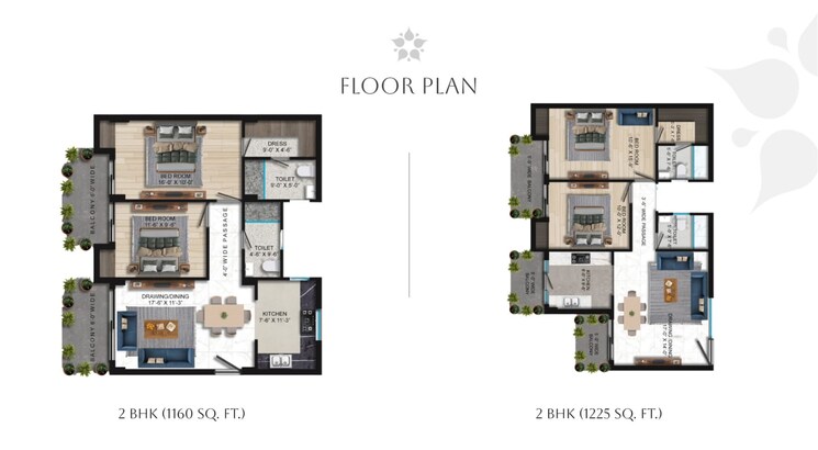 Floor Plan, resizone-residency 2 Bedroom 1275 Sq.Ft. Apartment In Sewla Kalan Dehradun 8905586