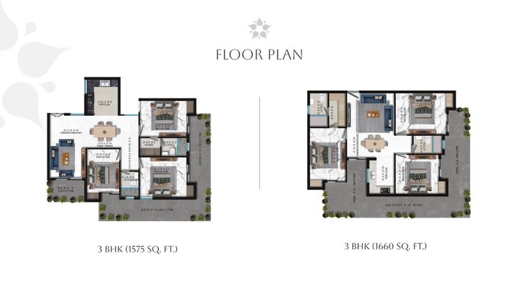 Floor Plan, resizone-residency 2 Bedroom 1275 Sq.Ft. Apartment In Sewla Kalan Dehradun 8905586