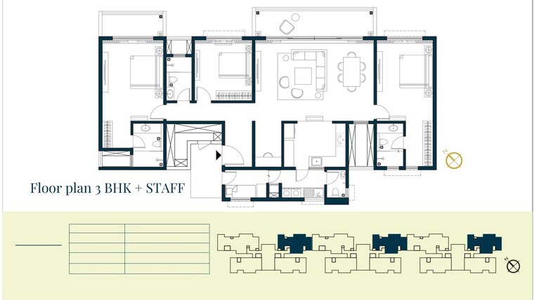Floor Plan, godrej-tiara 3 Bedroom 2110 Sq.Ft. Apartment In Yeshwanthpur Bangalore 8906399