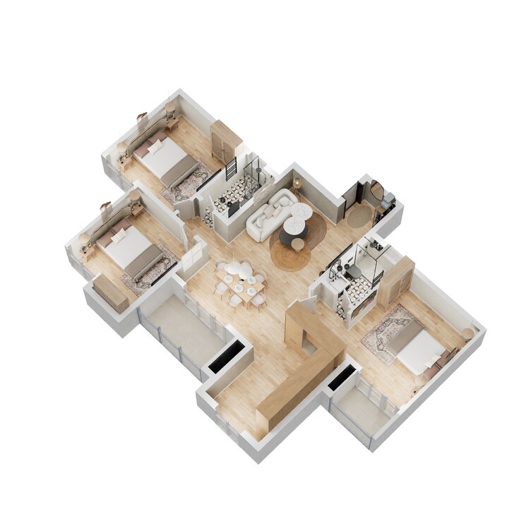 Floor Plan, provident-ecopolitan 3 Bedroom 1289 Sq.Ft. Apartment In Marenahalli Bangalore 8899890