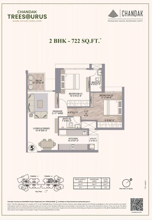 Floor Plan in 3 BHK Apartment at Chandak Treesourus, Malad West – for Sale