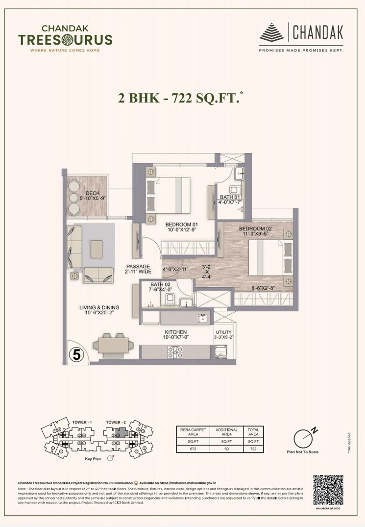Floor Plan, chandak-treesourus 3 Bedroom 1019 Sq.Ft. Apartment In Malad West Mumbai 8907770