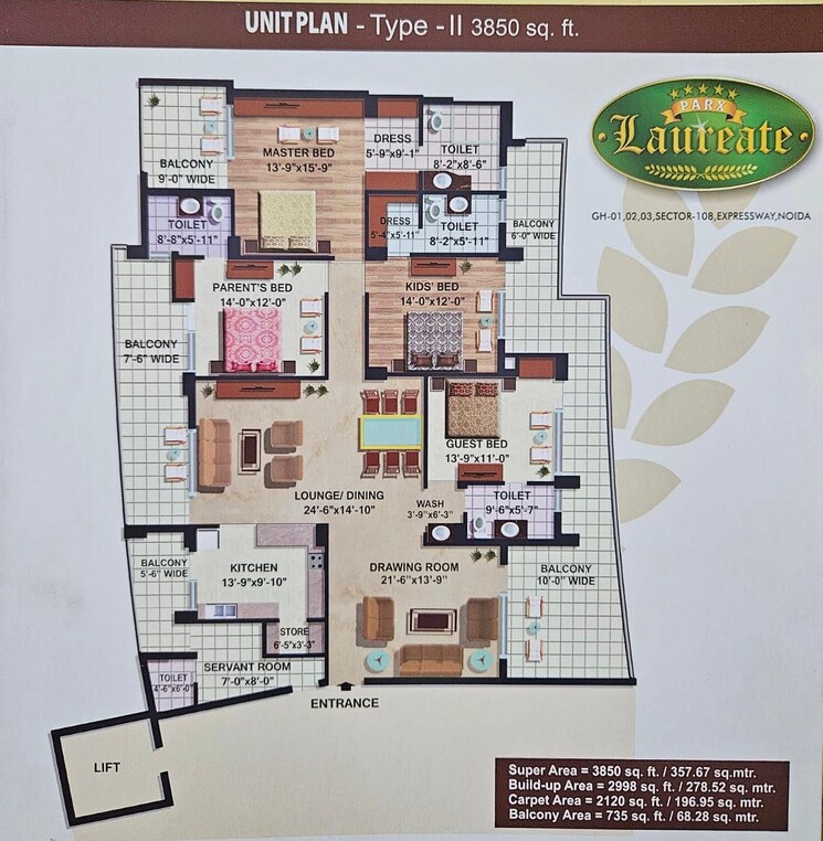 Floor Plan, ats-green-village 3 Bedroom 1500 Sq.Ft. Apartment In Sector 93a Noida 8907934