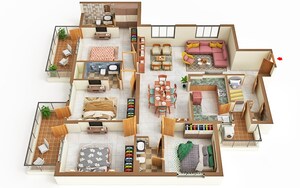 Floor Plan in 3 BHK Apartment at Sare Crescent Parc Green Parc II, Sector 92 – for Sale