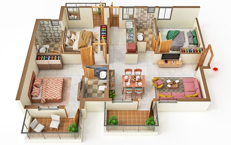 Living Room, sare-home 3 Bedroom 1523 Sq.Ft. Apartment In Sector 92 Gurgaon 8911764