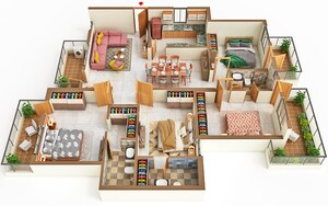 Floor Plan in 3 BHK Apartment at Sare Home, Sector 92 – for Sale