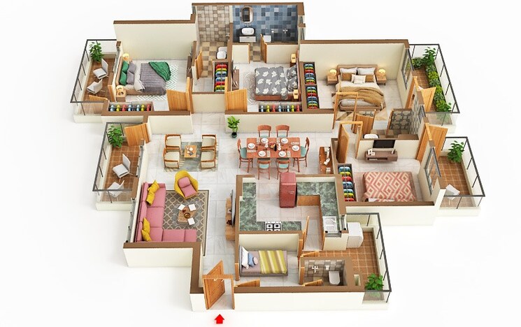 Floor Plan, sare-home 3 Bedroom 1523 Sq.Ft. Apartment In Sector 92 Gurgaon 8911764