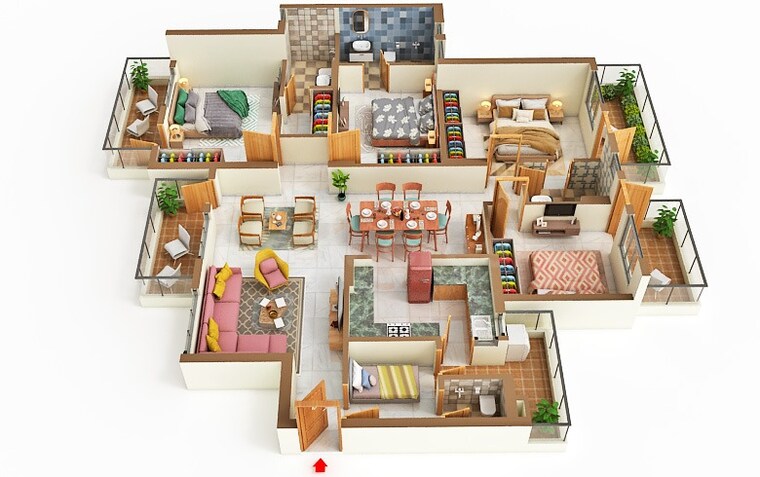 Floor Plan, sare-home 4 Bedroom 2251 Sq.Ft. Apartment In Sector 92 Gurgaon 8911851