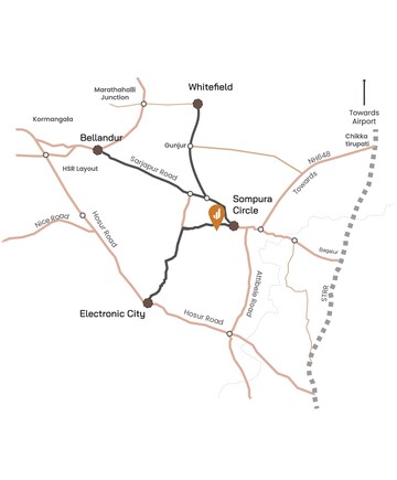 3 BHK Apartment – Map Location View at Modern Engrace Vista, Sarjapur Road - for Sale