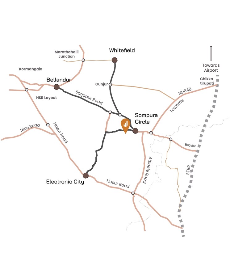 Map Location, modern-engrace-vista 3 Bedroom 2200 Sq.Ft. Apartment In Sarjapur Road Bangalore 8912322