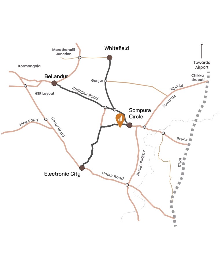 Map Location, modern-engrace-vista 3 Bedroom 2200 Sq.Ft. Apartment In Sarjapur Road Bangalore 8912322