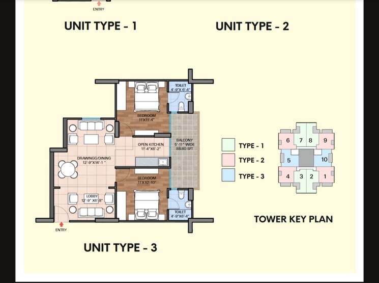Floor Plan, mrg-the-balcony 2 Bedroom 645 Sq.Ft. Apartment In Sector 93 Gurgaon 8912872