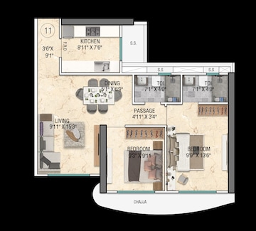 Floor Plan in 1 BHK Apartment at Sky Annex, Chembur – for Sale