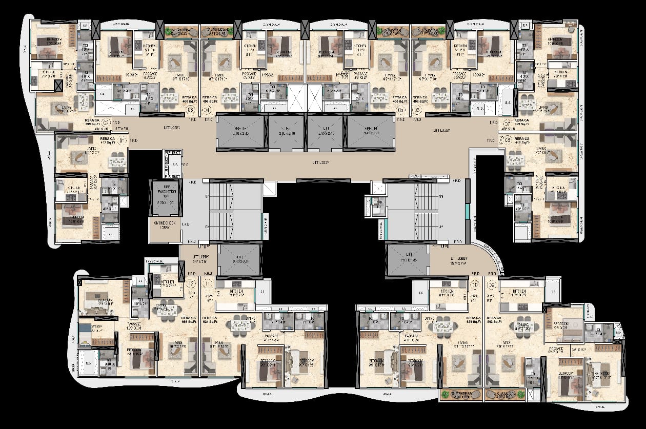 2 BHK + Pooja Room,Servant Room,Study Room,Extra Room Apartment For Sale in Sky Annex