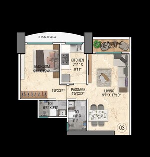 Floor Plan in 2 BHK Apartment at Sky Annex, Chembur – for Sale