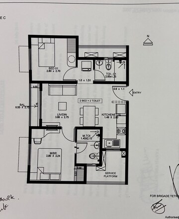 Floor Plan in 2 BHK Apartment at Brigade El Dorado, Bagaluru – for Sale