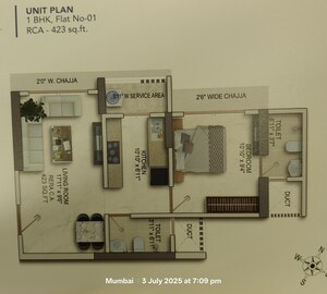Floor Plan in 1 BHK Apartment at RV Satre Elite, Mulund East – for Sale