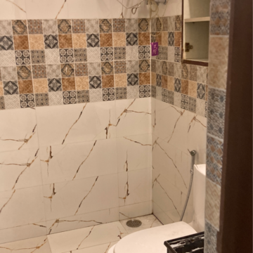 Bathroom in 3 BHK Builder Floor at RWA Apartments Sector 37, Arun Vihar – for Rent