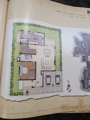 Floor Plan in 3 BHK Villa at Prestige Lakeside Habitat, Varthur – for Sale