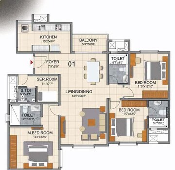 3.5 BHK Apartment For Sale in Prestige North Point, Kammanahalli