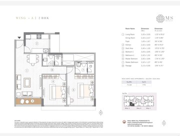 Floor Plan in 2 BHK Apartment at MS Gateway, Juhu Road – for Sale