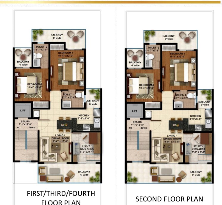 Floor Plan, central-park-cerise-suites 2.5 Bedroom 1210 Sq.Ft. Builder Floor In Sohna Sector 33 Gurgaon 8916477