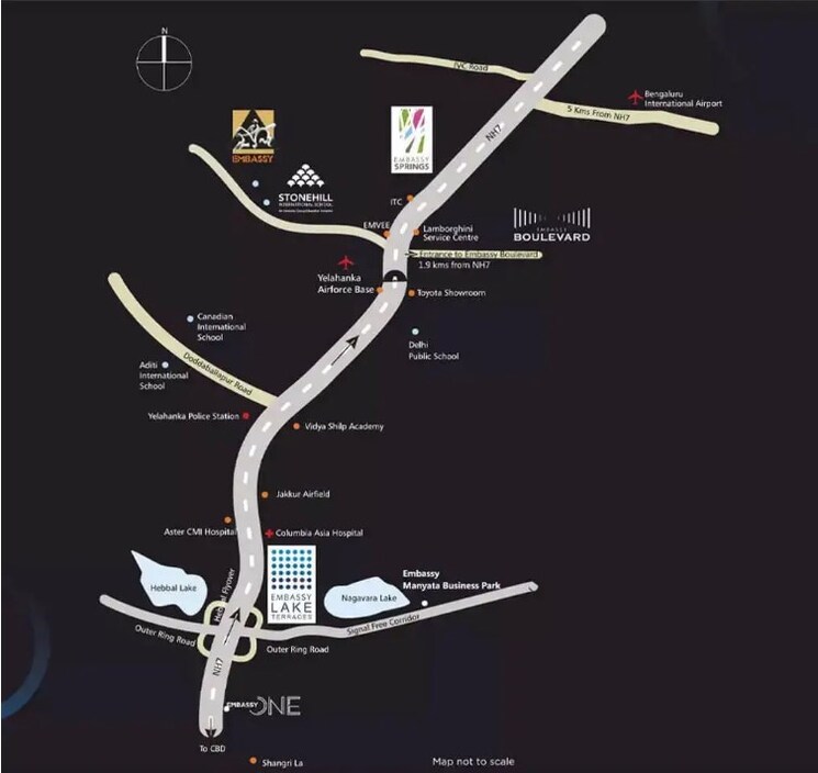 Map Location, embassy-lake-terrace 5 Bedroom 8945 Sq.Ft. Apartment In Hebbal Bangalore 8916600