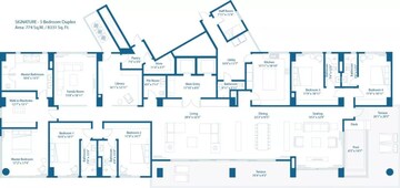 Floor Plan in 5 BHK Apartment at Embassy Lake Terrace, Hebbal – for Rent